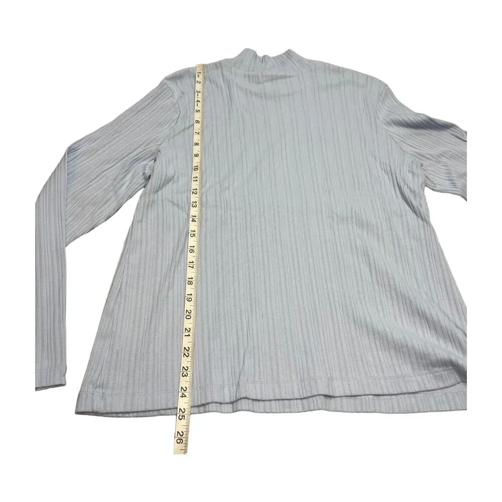 Croft & Barrow Top Women's 2XL Gray Cotton Long Sleeve Button Mock Neck Preppy - Picture 5 of 7
